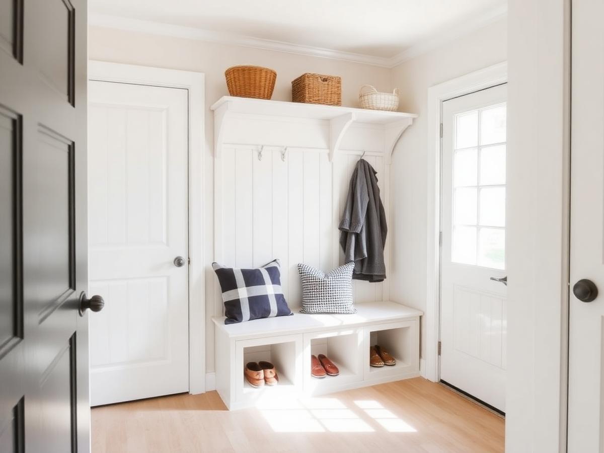 Refreshed mudroom with bench and storage